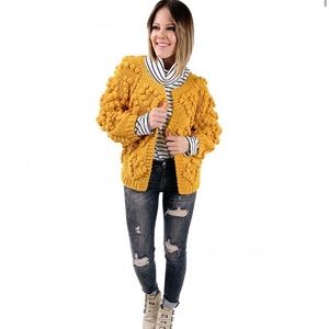 Hand Made heart pom pom cardigan